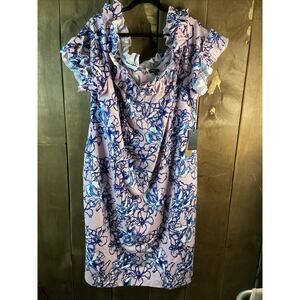 Marée Maree Off The Shoulder Ruffle Sheath Dress Lavender Size 4XL